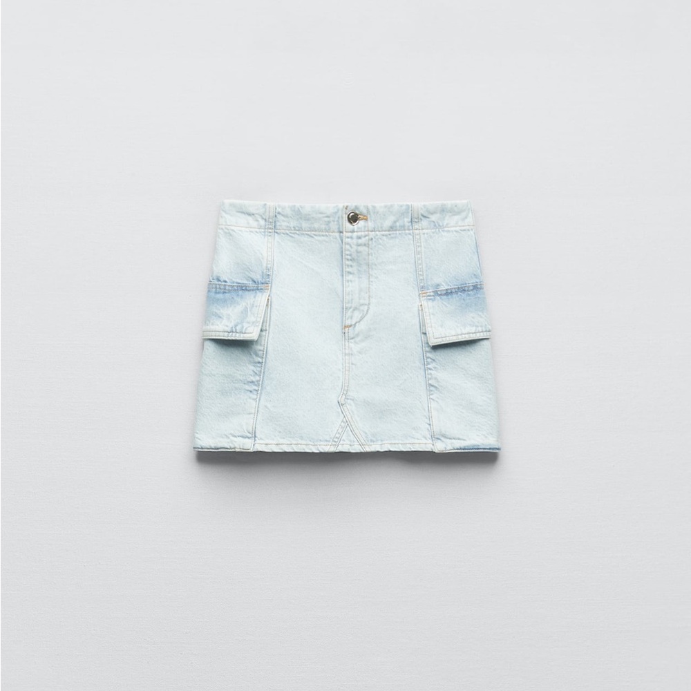 Zara women’s denim cargo mini skirt style 6164/161